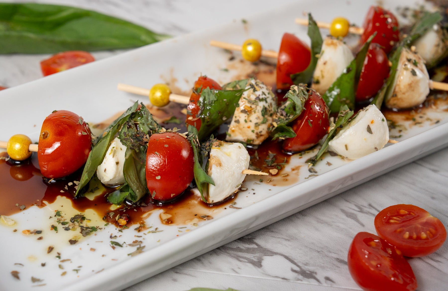 Caprese Skewers with Balsamic Glaze