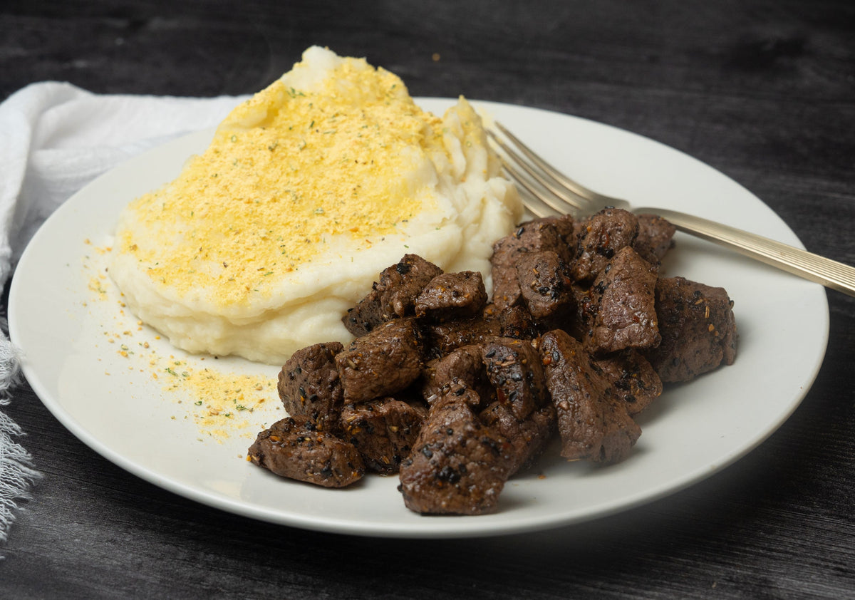 Butter Dust Filet Mignon Bites and Mashed Potatoes