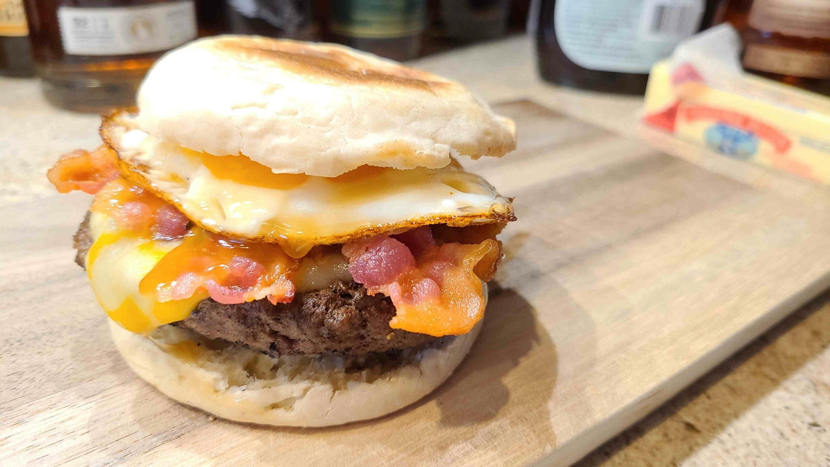 Breakfast Burgers with Maple Bourbon Butter Glaze