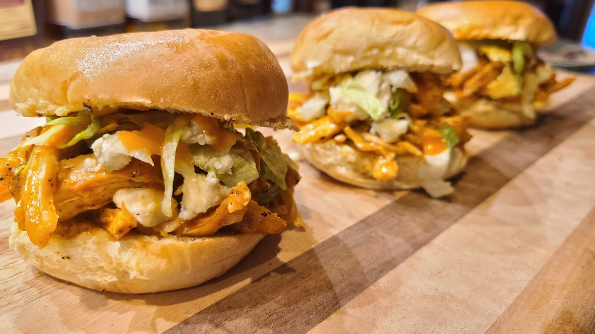 Shredded Buffalo Chicken Sliders & Homemade Sauce