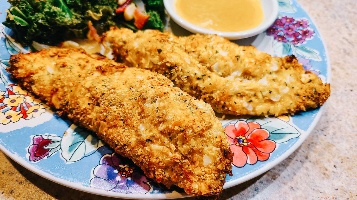 Coconut Parmesan Baked Chicken Tenders