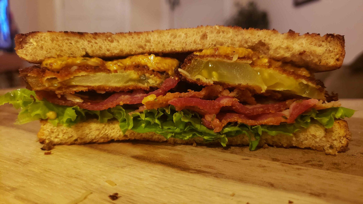 Fried Green Tomato BLT with Spicy Creole Mustard
