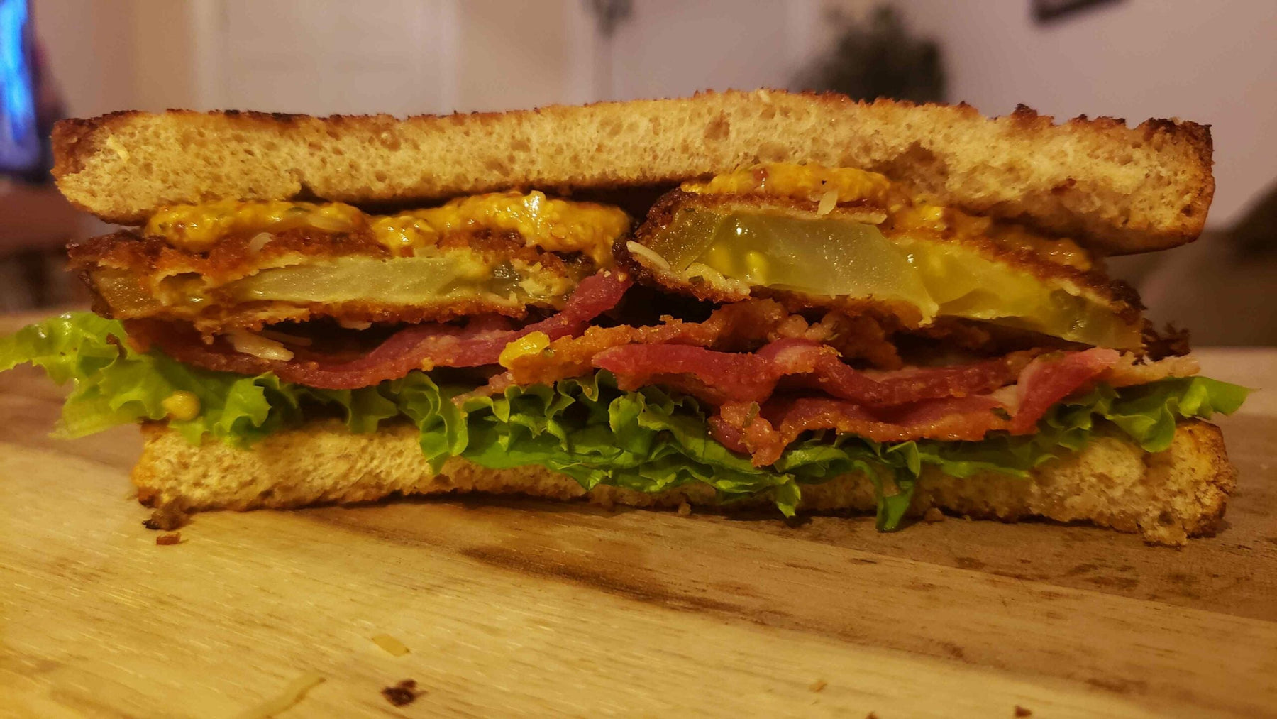 Fried Green Tomato BLT with Spicy Creole Mustard