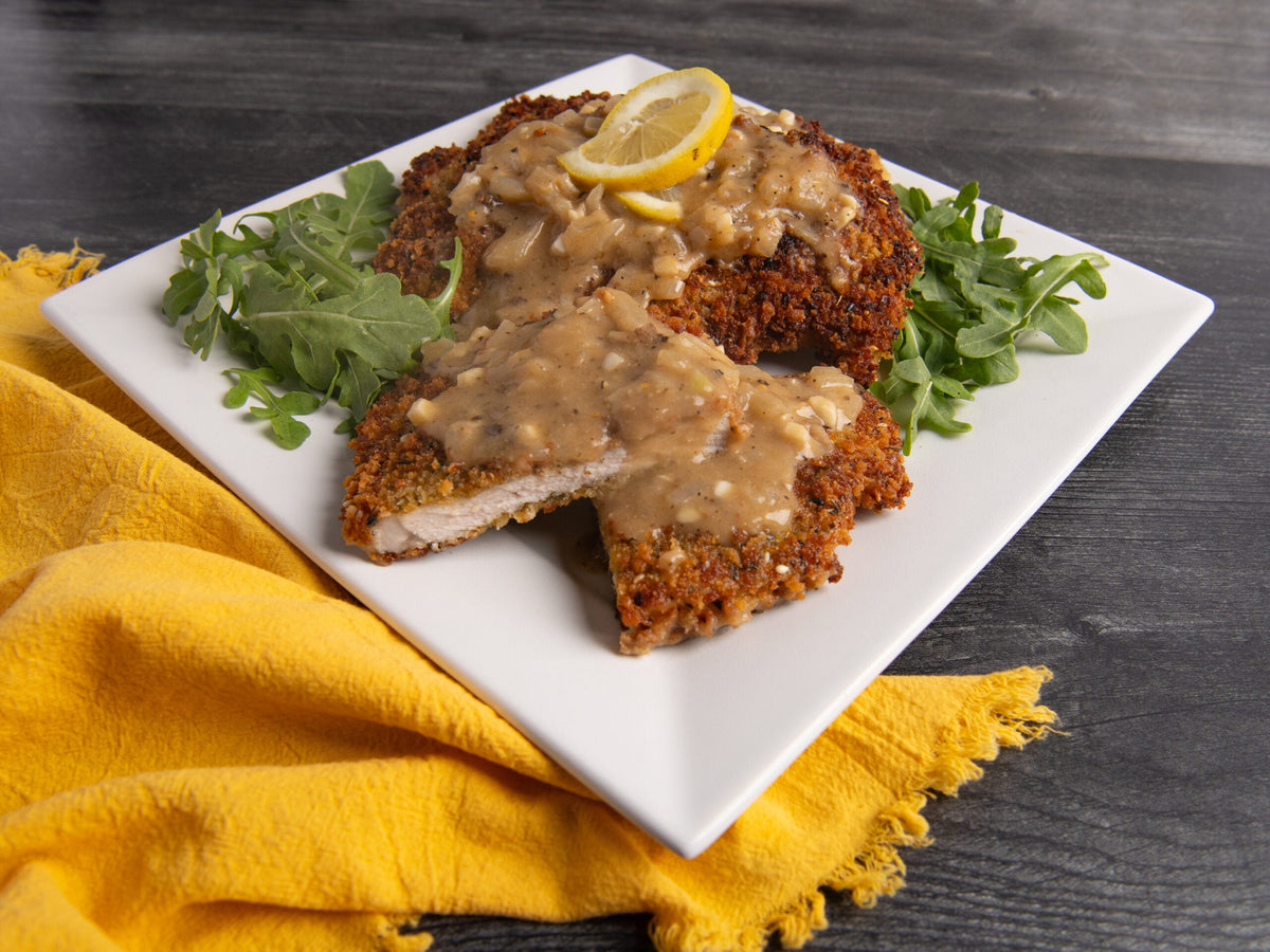 Panko Crusted Pork Chops with Lemon Pepper Gravy