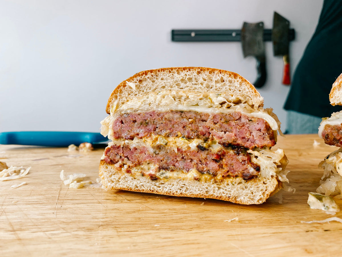Dantastic Rueben Smashed Burgers