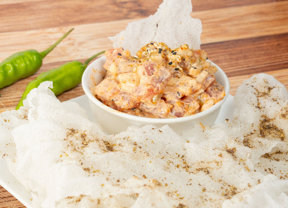 Shishito Pepper Rice Cakes with Tuna