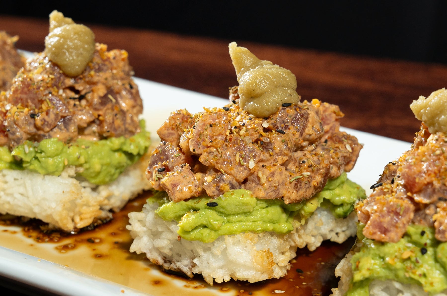 Air Fried Crunchy Tuna Avocado Rice Cake