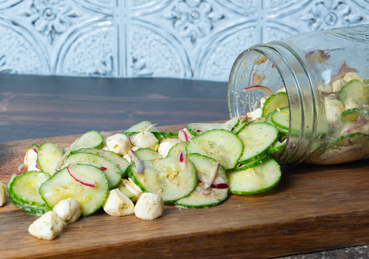 Cucumber Salad with Mozzarella Pearls