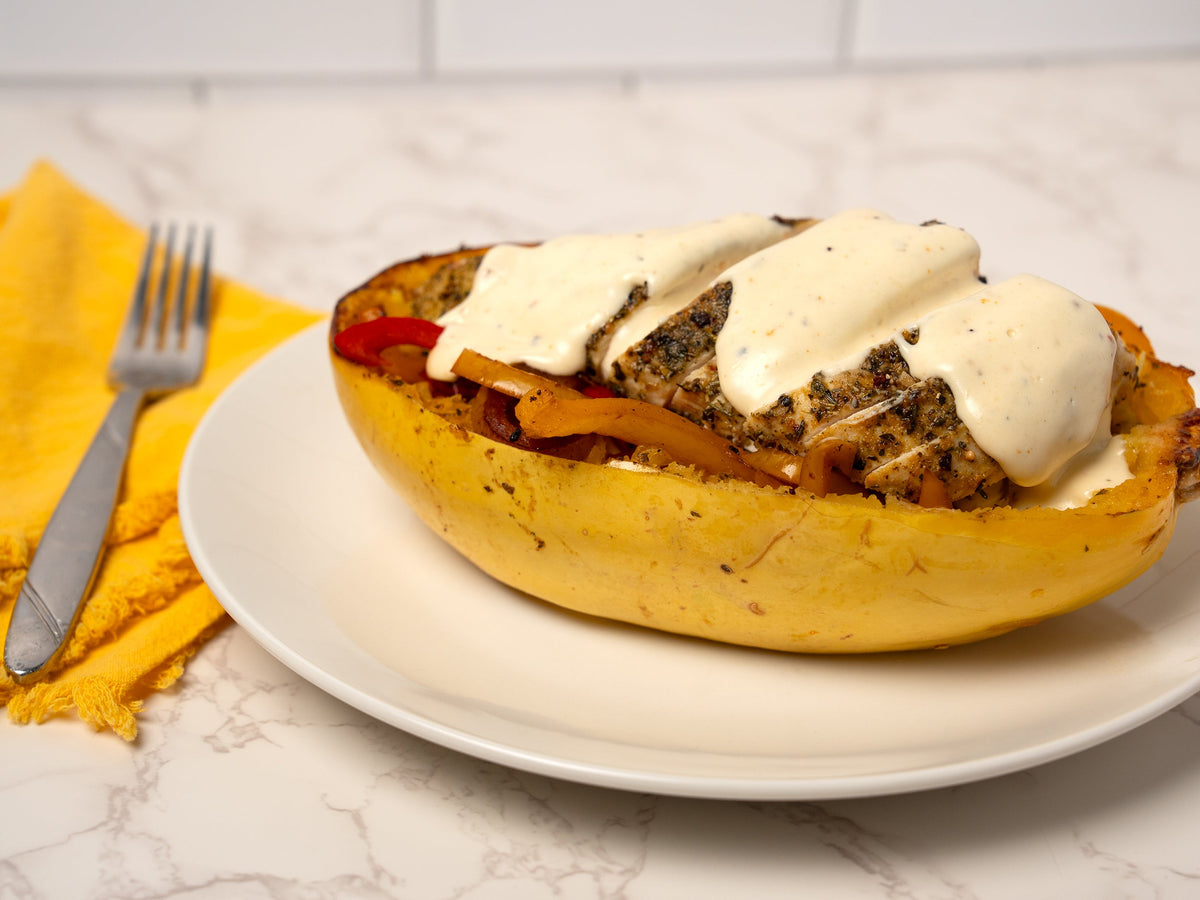 Spaghetti Squash Chicken Alfredo