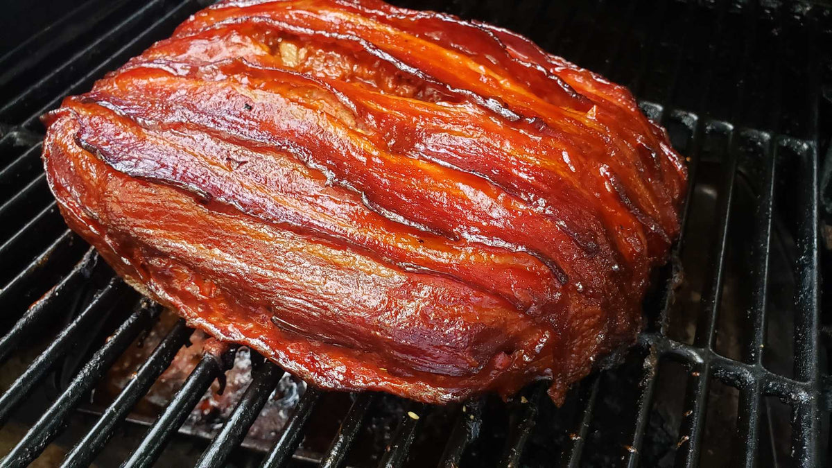 Smoked Bacon-Wrapped Mac N Cheese Stuffed Meatloaf