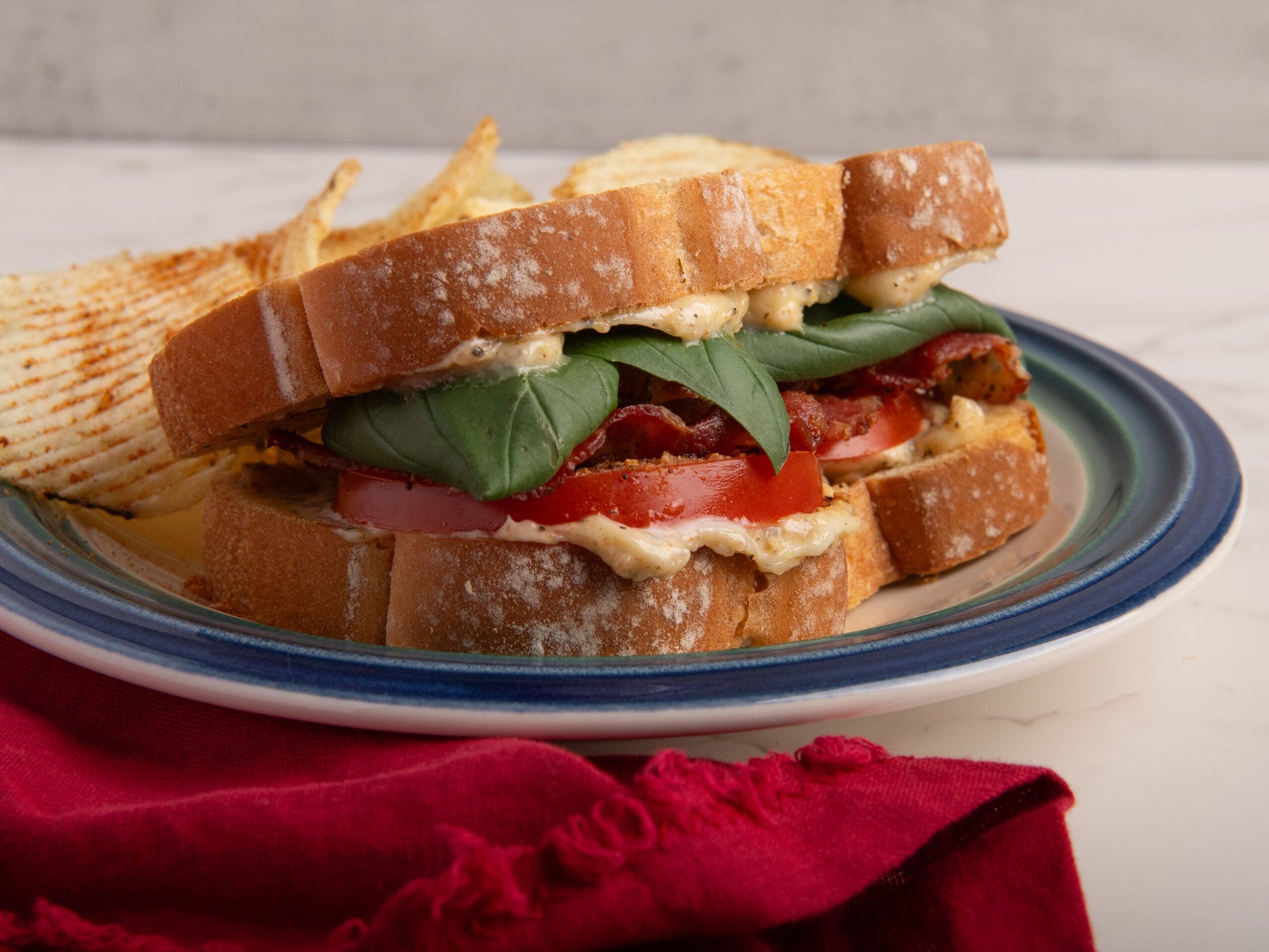 The BBT - Basil Bacon Tomato Sandwich