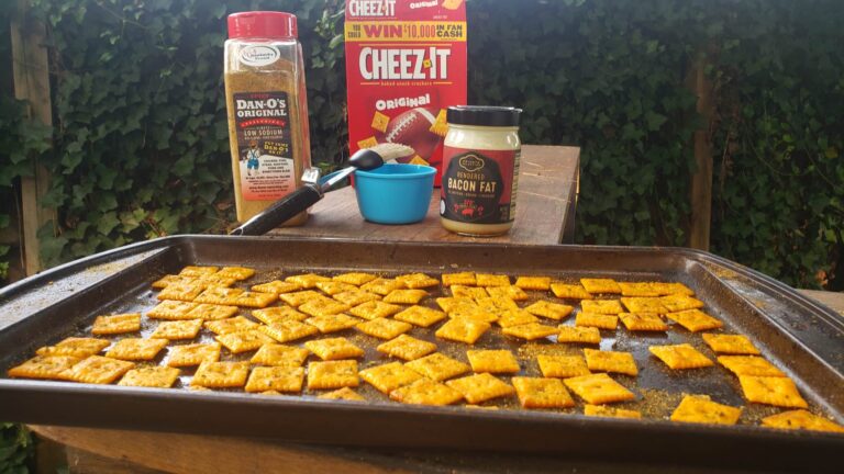 Cheez Its smoked with Dan-O's Seasoning and Bacon Fat - Image of ingredients