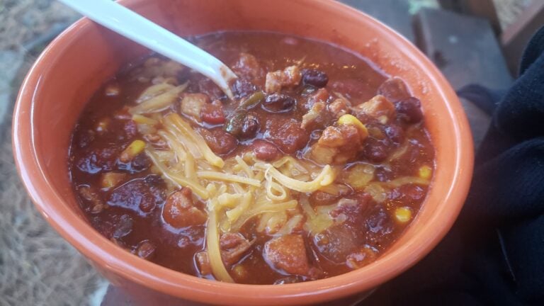 BBQ chicken chili in a bowl