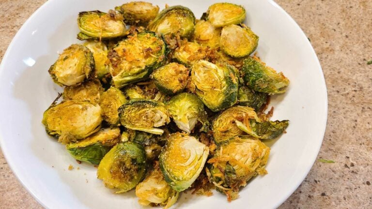 Garlic Parmesan Brussels Sprouts in a bowl