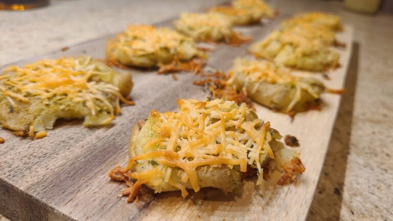 parmesan smashed potatoes ready to eat