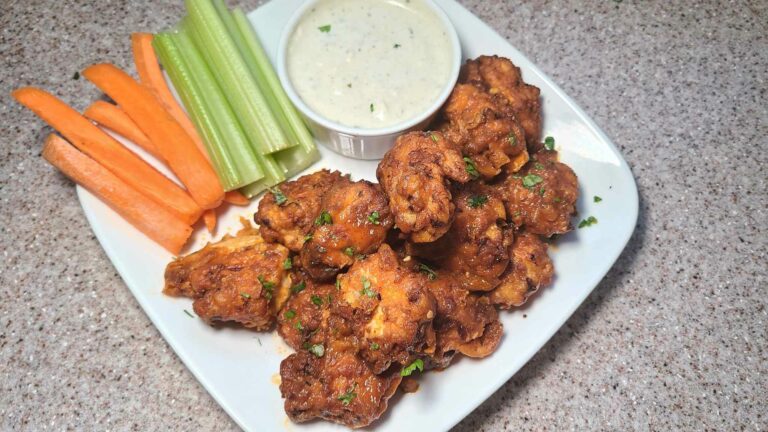 boneless chicken wing, celery, and bleu cheese dip