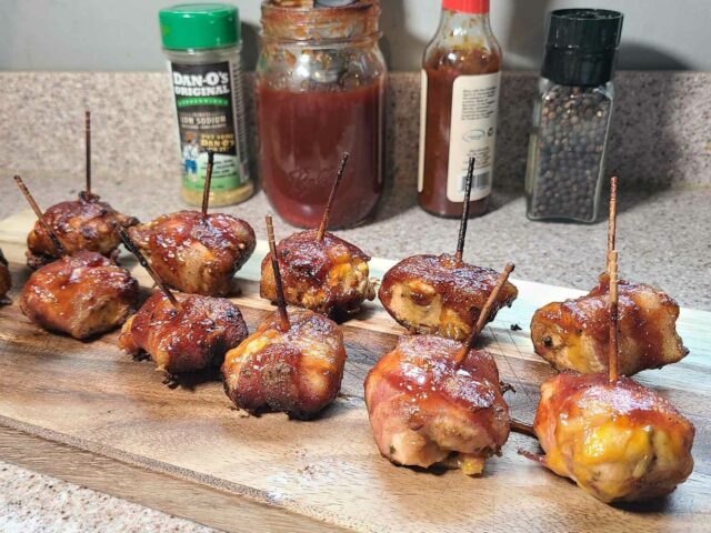 Cheesy Smoked Bacon-Wrapped Chicken Bites