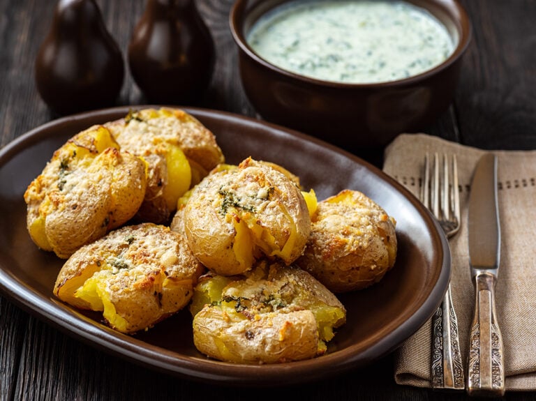 Smashed griddle potatoes