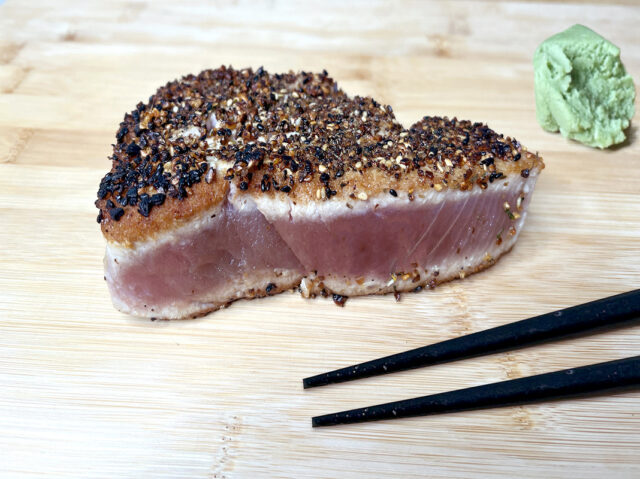 Pan seared Ahi Tuna with peanut ginger sauce