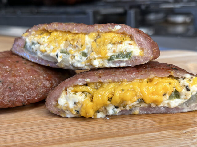 Stuffed Sausage Patty Poppers