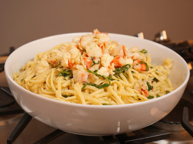 Lemon Caper Linguine with Shrimp and Lobster