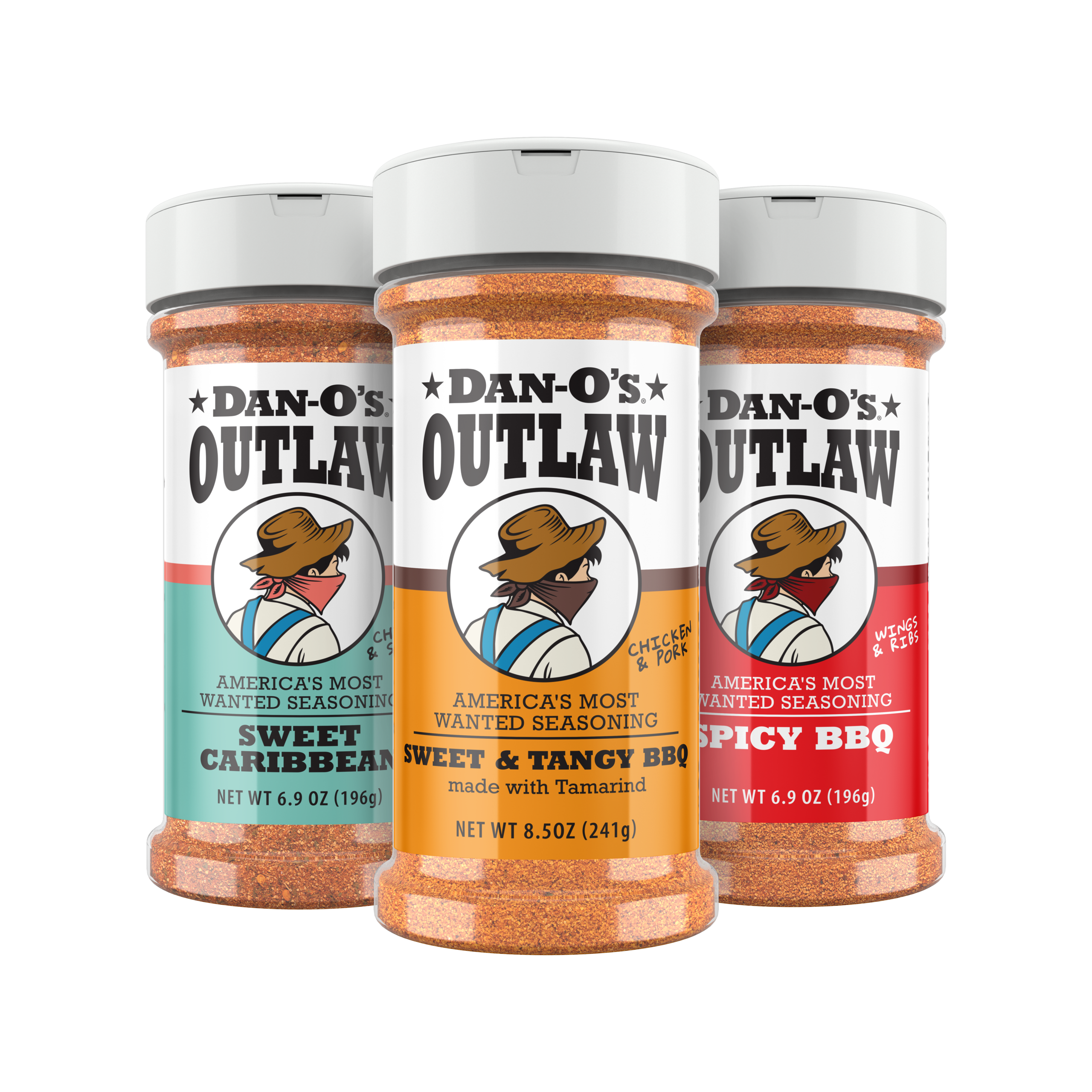 Outlaw 3 Medium Bottle Combo - Sweet & Tangy BBQ Made With Tamarind, Sweet Caribbean, & Spicy BBQ