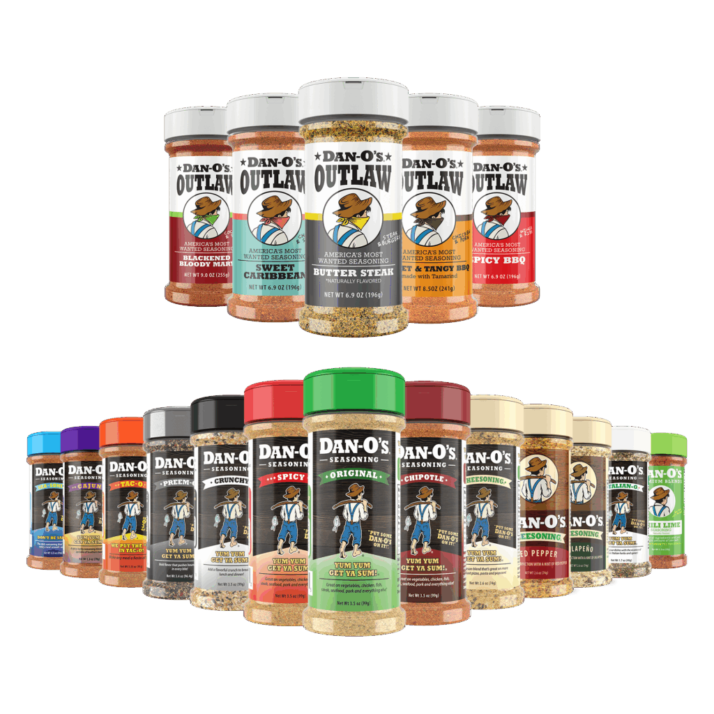 18 Bottle Combo - Original, Blackened Bloody Mary, Butter Steak, Cajun, Cheesoning, Jalapeño Cheesoning, Red Pepper Cheesoning, Chili Lime, Chipotle, Crunchy, Italian-O, Preem-O, SEA-soning, Sweet Caribbean, Sweet & Tangy BBQ Seasoning Made With Tamarind, Spicy, Spicy BBQ, & Tac-O