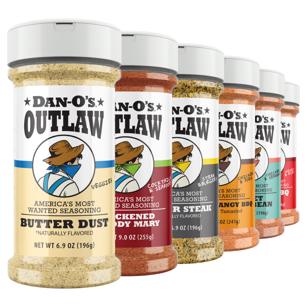 Six Shooter Outlaw Combo - Butter Dust, Blackened Bloody Mary, Butter Steak, Sweet & Tangy BBQ Made With Tamarind, Sweet Caribbean, & Spicy BBQ