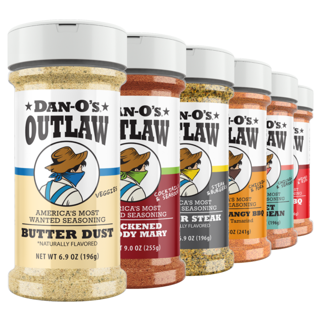 Six Shooter Outlaw Combo - Butter Dust, Blackened Bloody Mary, Butter Steak, Sweet & Tangy BBQ Made With Tamarind, Sweet Caribbean, & Spicy BBQ