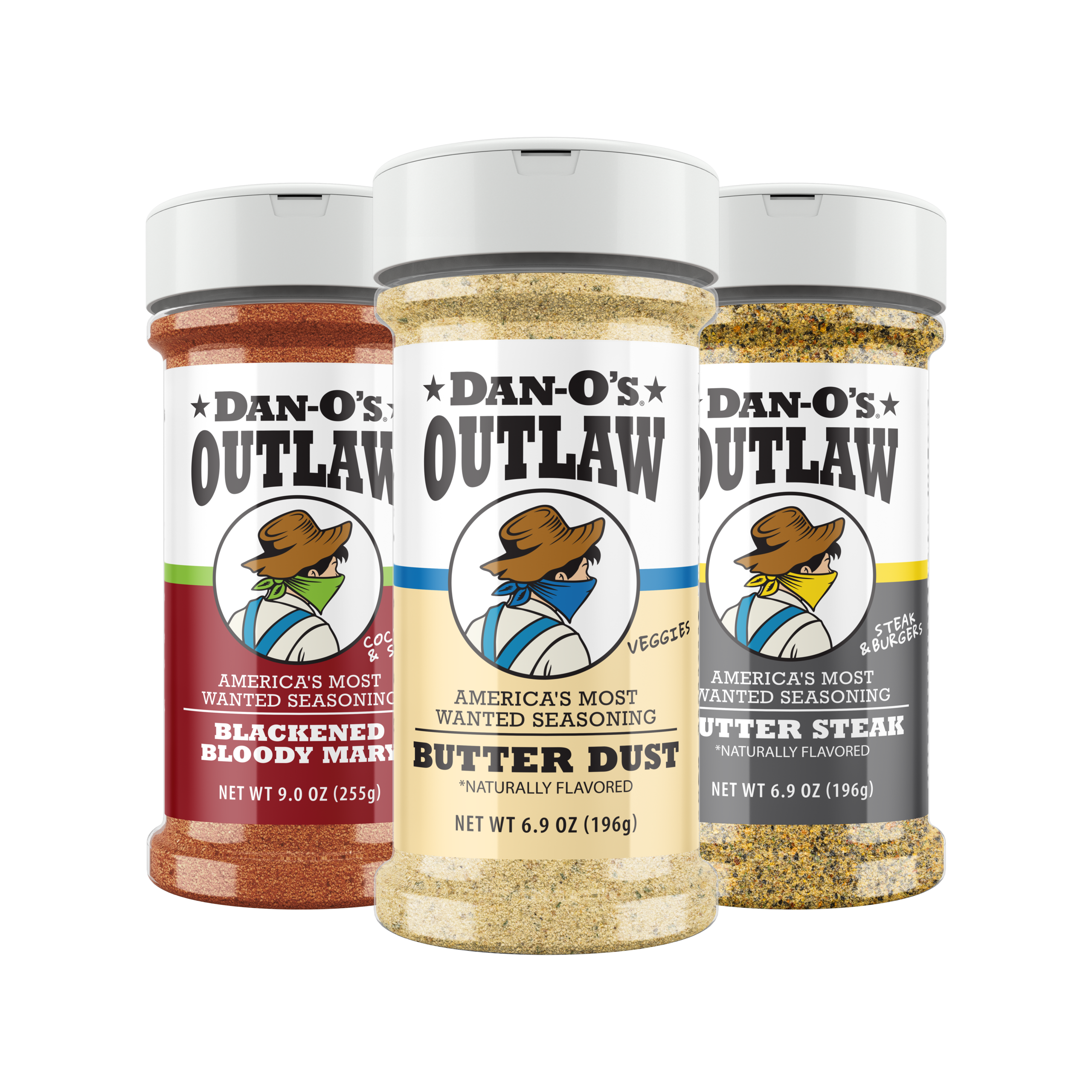 Outlaw 3 Medium Bottle Combo - Butter Dust, Blackened Bloody Mary, & Butter Steak