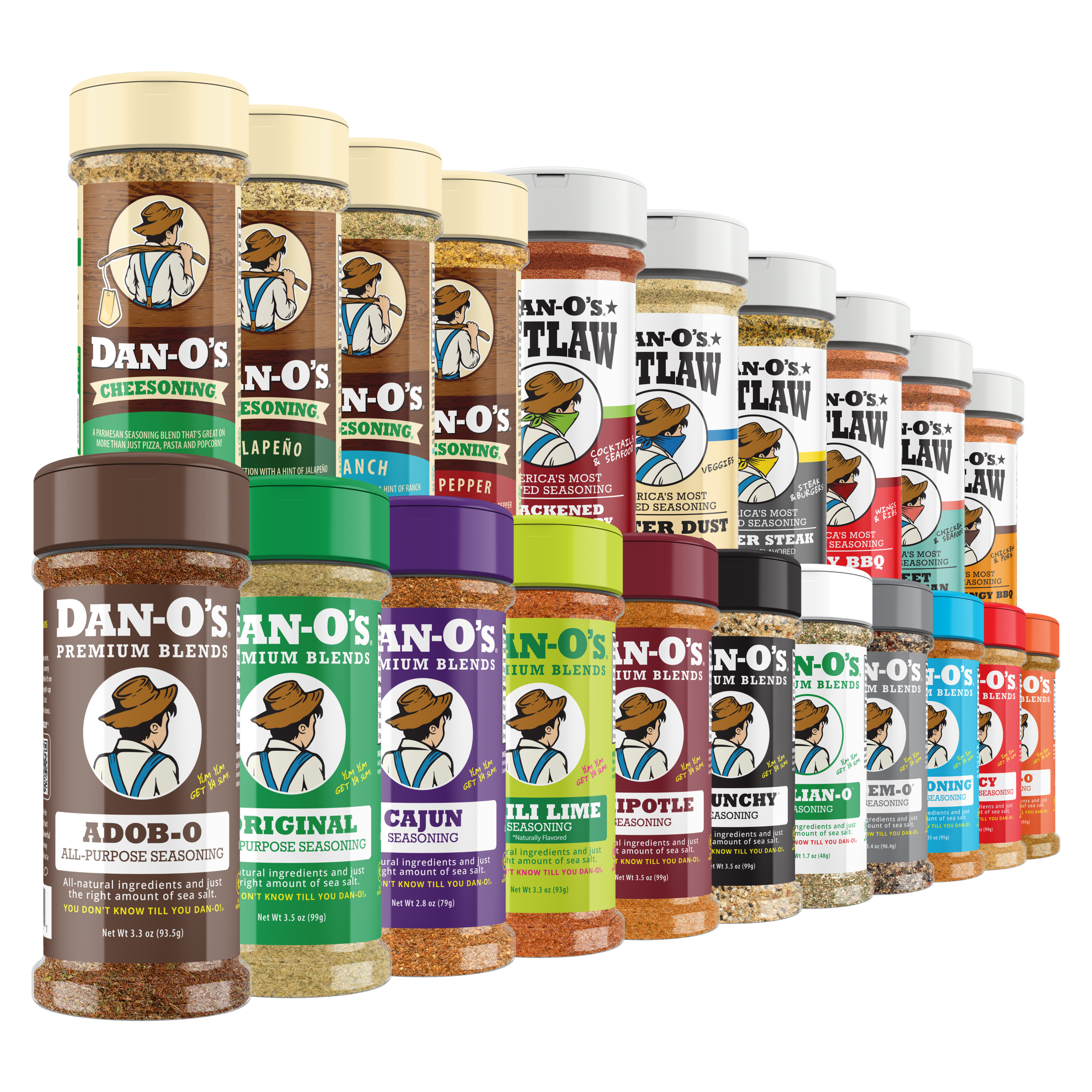21 Bottle Combo - Adob-O, Original, Blackened Bloody Mary, Butter Dust, Butter Steak, Cajun, Cheesoning, Jalapeño Cheesoning, Ranch Cheesoning, Red Pepper Cheesoning, Chili Lime, Chipotle, Crunchy, Italian-O, Preem-O, SEA-soning, Sweet Caribbean, Sweet & Tangy BBQ Seasoning Made With Tamarind, Spicy, Spicy BBQ, & Tac-O