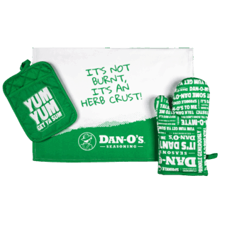 Dantastic kitchen trio set - oven glove, pot holder and towel