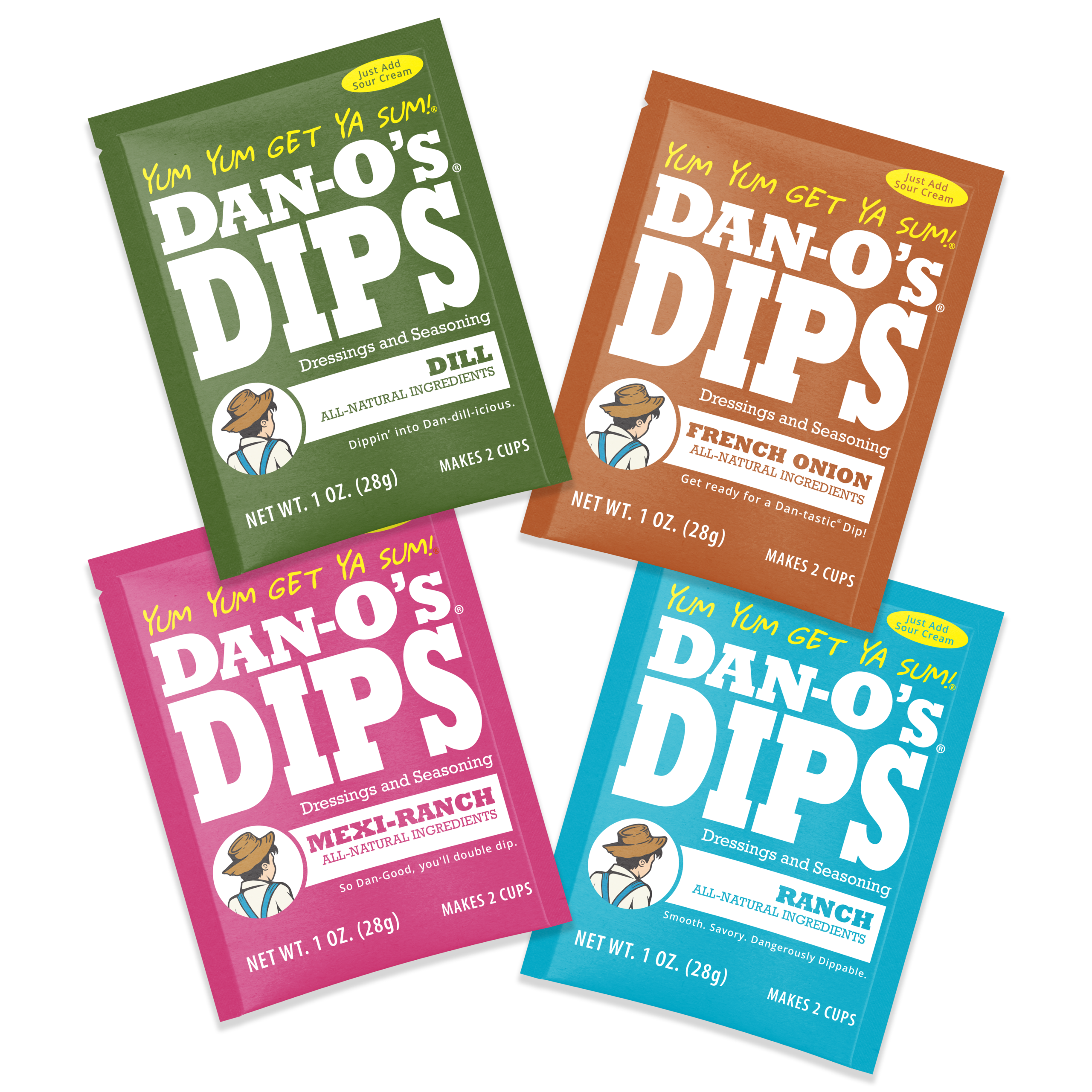 4 Dip Variety Pack - Dill, French Onion, Mexi-Ranch, Ranch