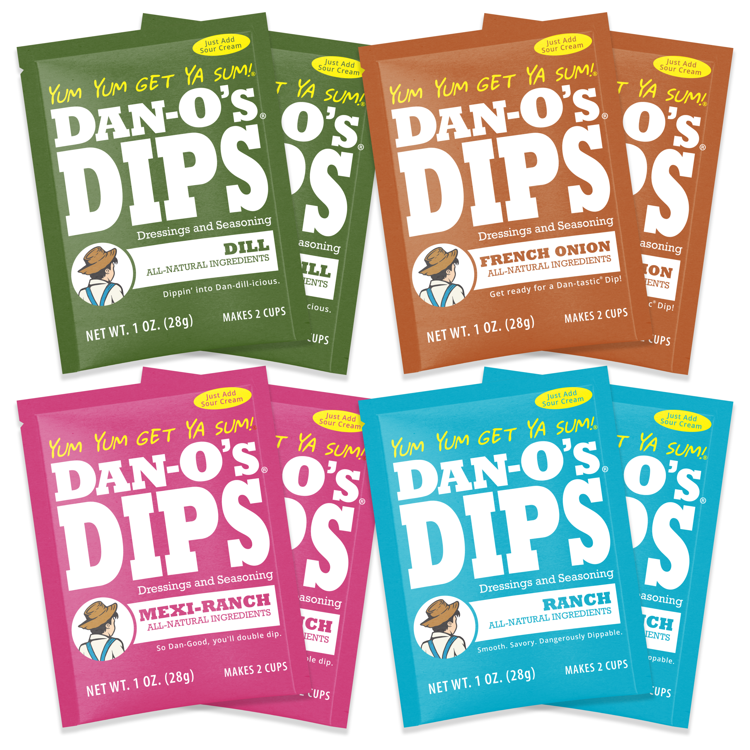 8 Dip Variety Pack - Dill, French Onion, Mexi-Ranch, Ranch (2 Each)