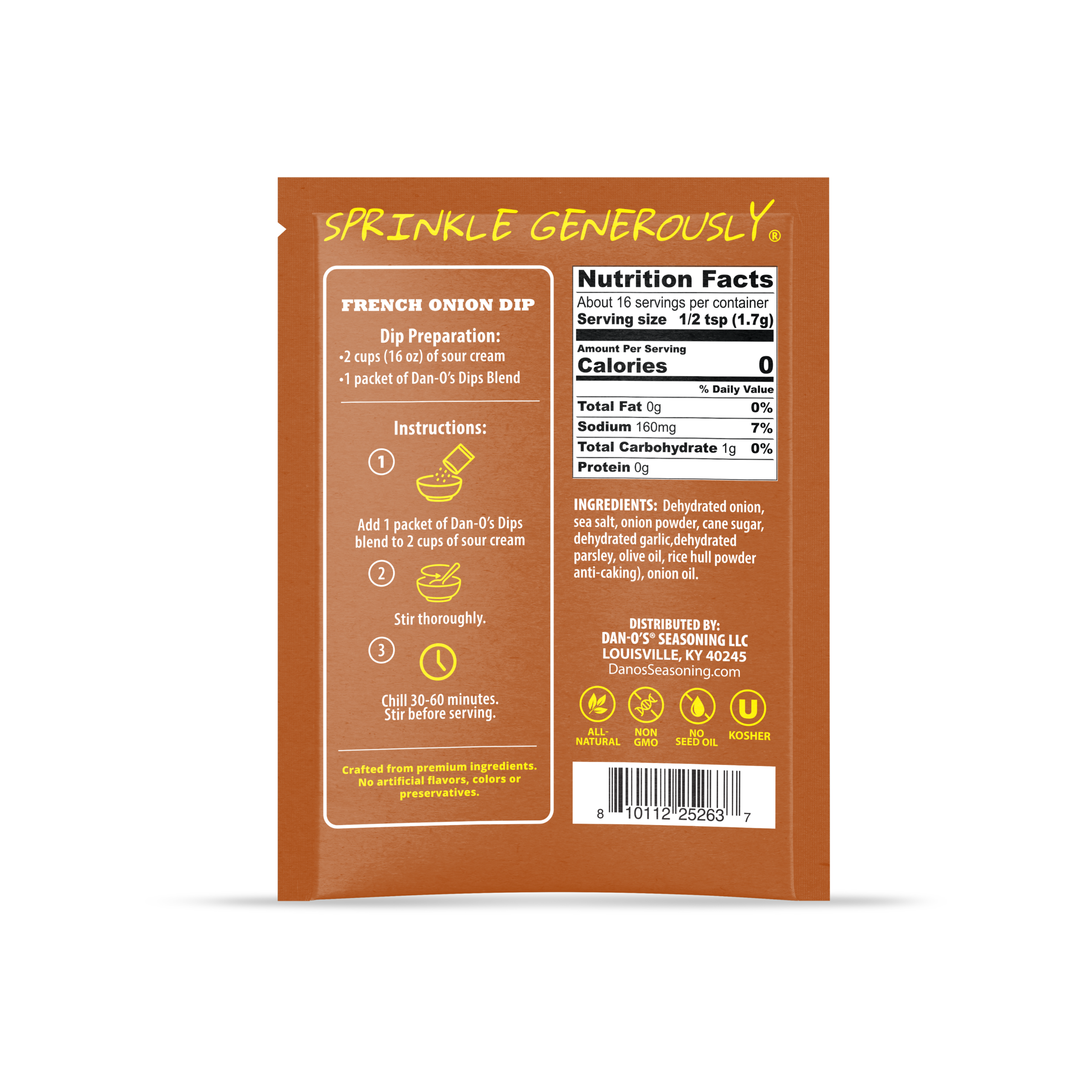 French Onion Dip Mix Packet (Back)
