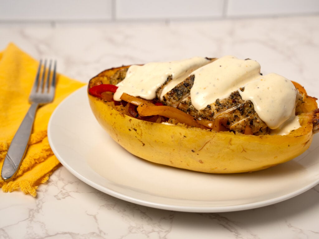 Spaghetti Squash Chicken Alfredo