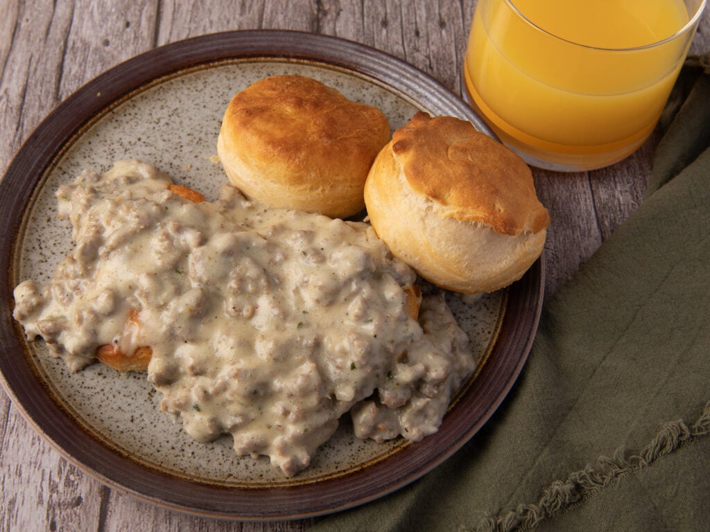 Biscuits and French Onion Sausage Gravy