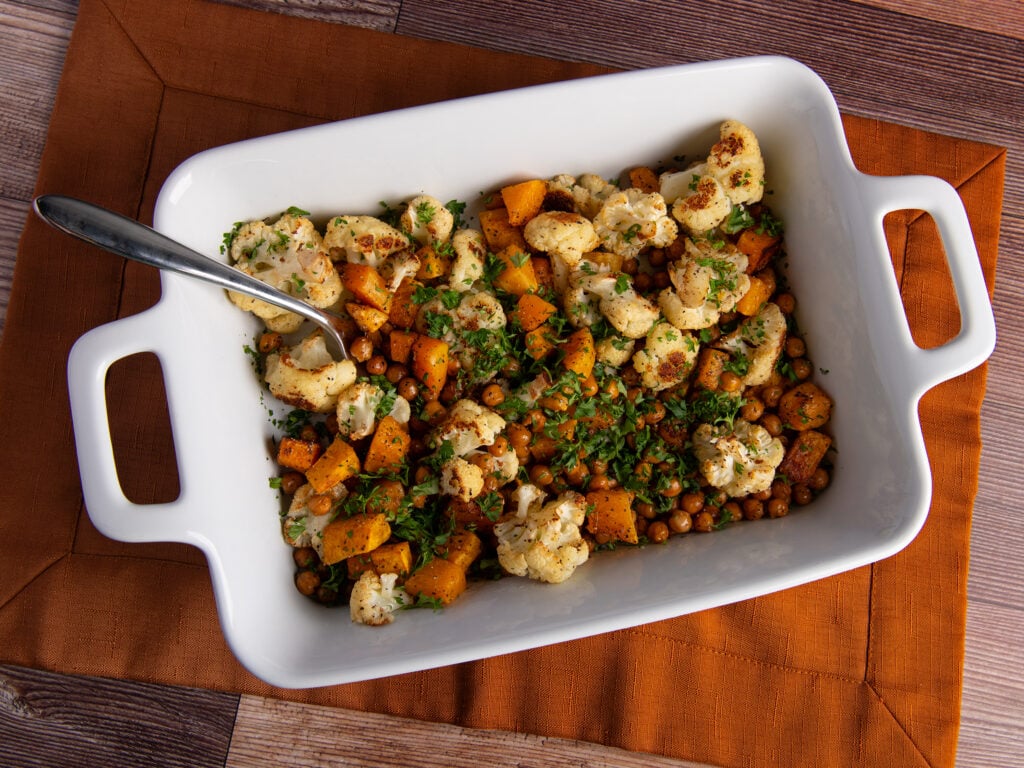 Roasted Squash, Cauliflower and Chickpeas