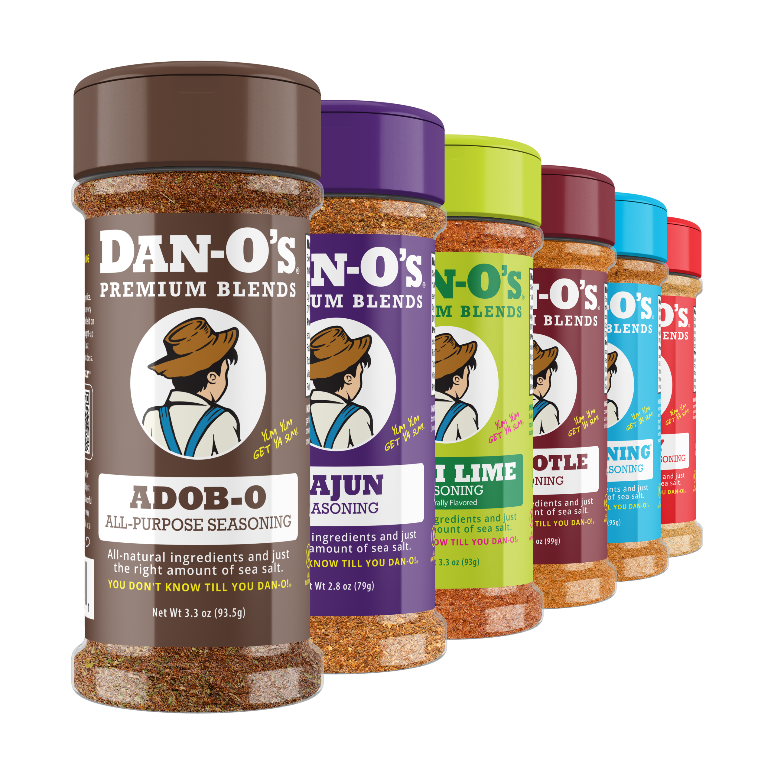 Fire & Flavor Collection - Small 6 Bottle Combo - Adob-O, Cajun, Chili Lime, Chipotle, SEA-soning, & Spicy