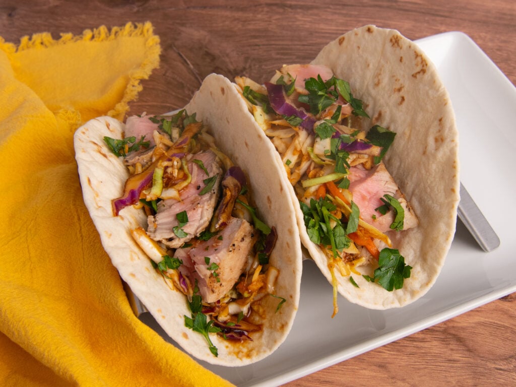Lemon Pepper Tuna Steak Tacos